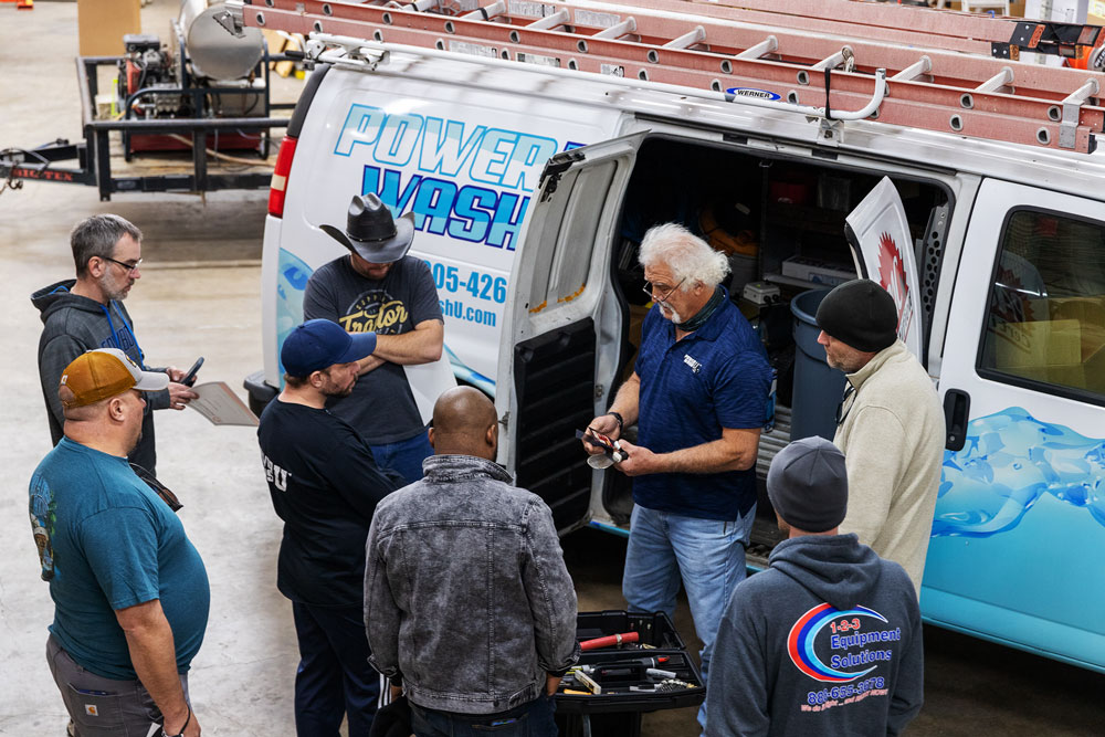 Pressure wash training in class